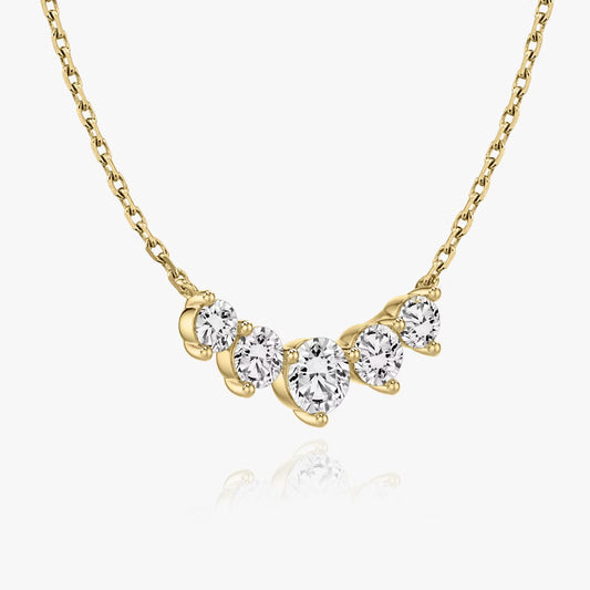 Five Stone-1.2 CT Round Moissanite Necklace