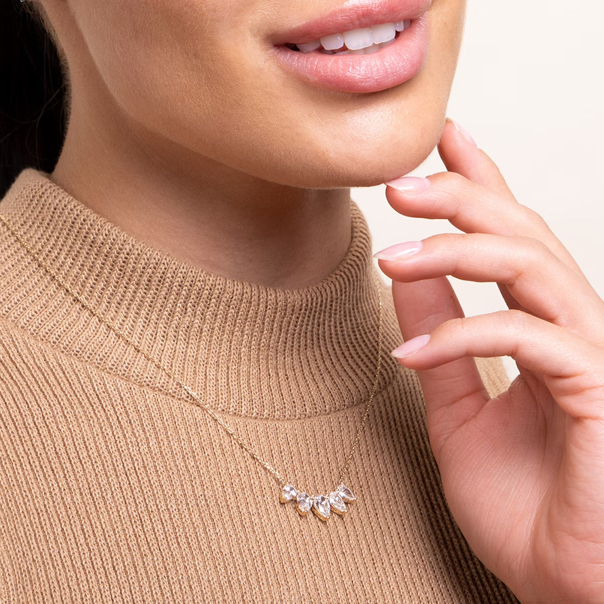 Five Stone- 3.5 CT Pear Moissanite Necklace