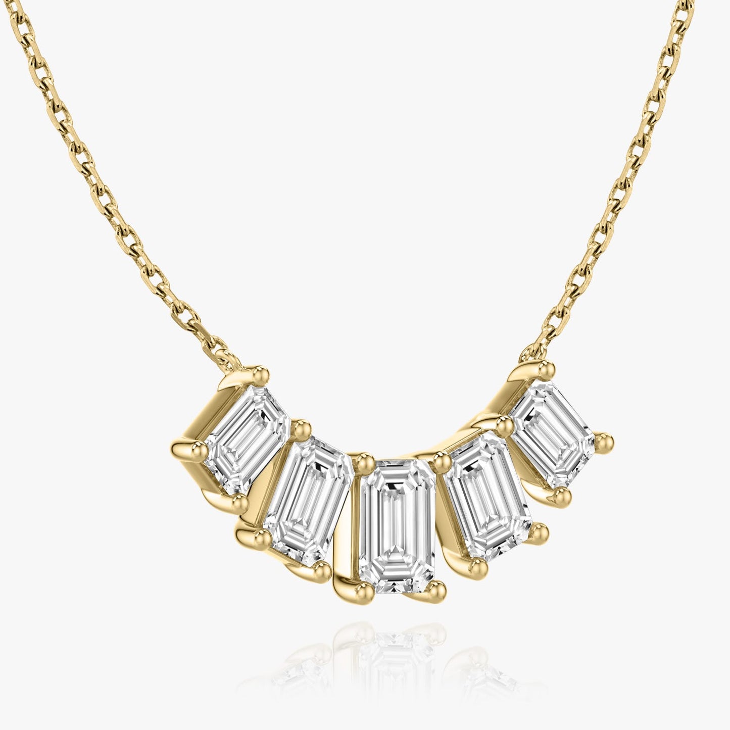 3.50 TCW Emerald Lab-Grown Diamond Five Stone Necklace 4