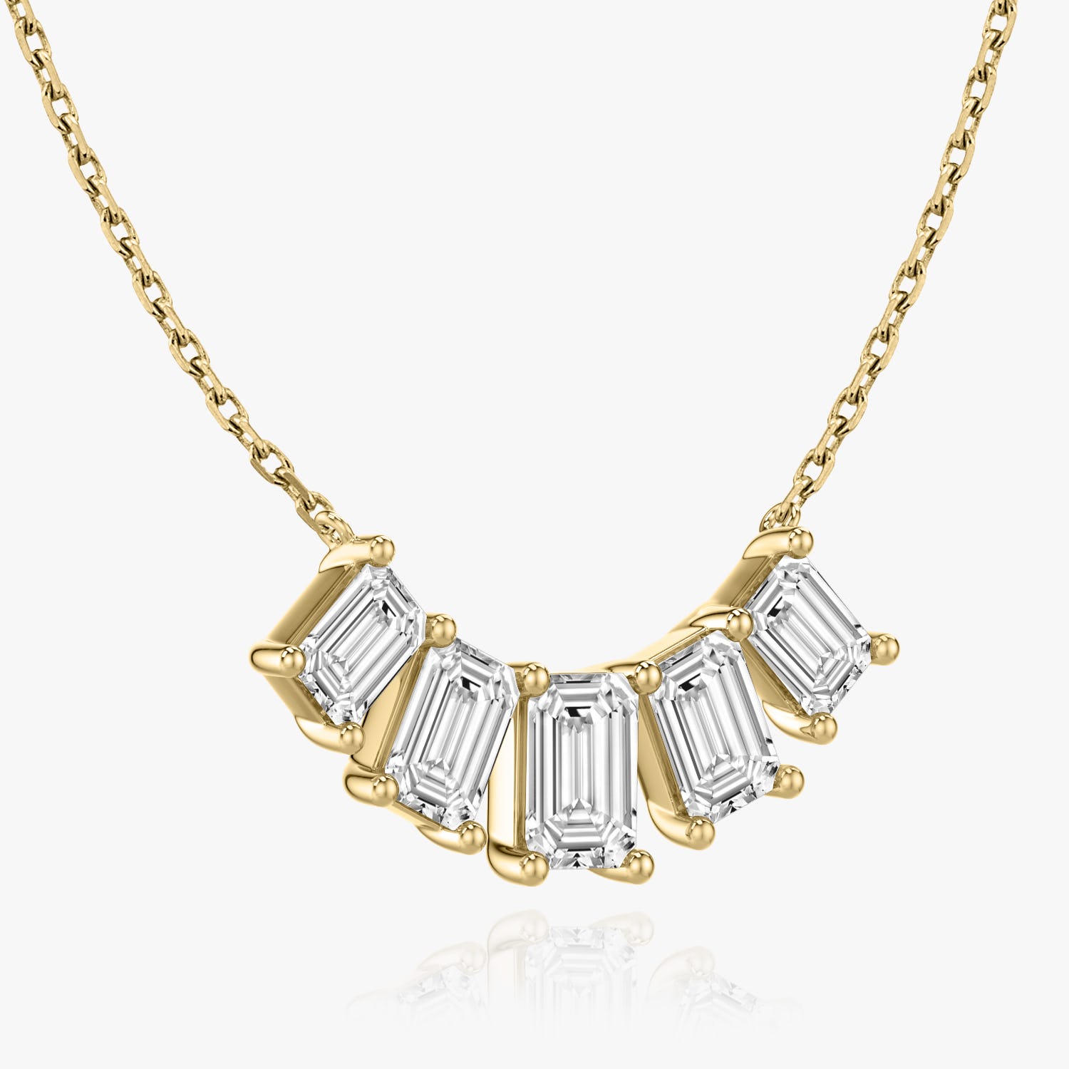 3.50 TCW Emerald Lab-Grown Diamond Five Stone Necklace 4