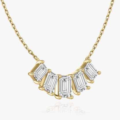 3.50 TCW Emerald Lab-Grown Diamond Five Stone Necklace 4