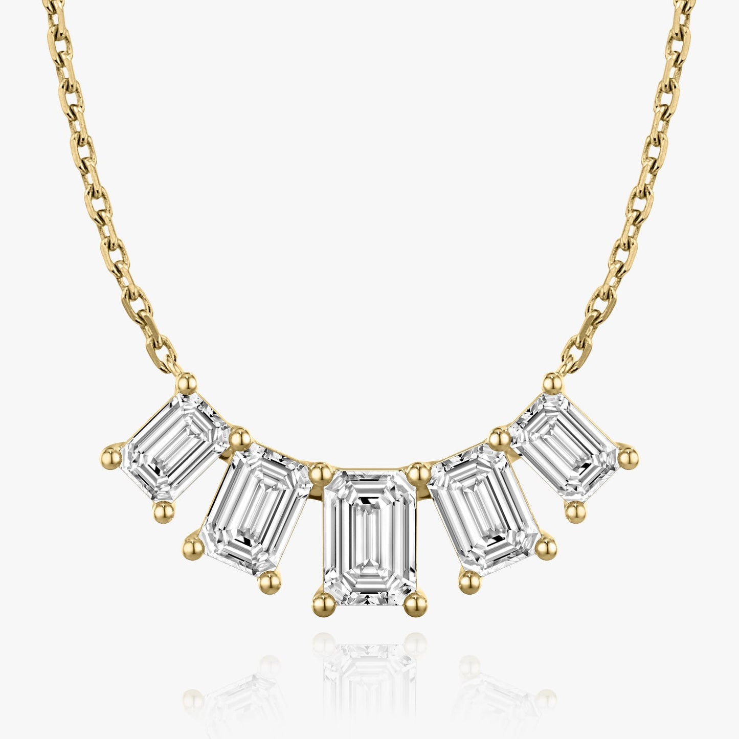3.50 TCW Emerald Lab-Grown Diamond Five Stone Necklace 3