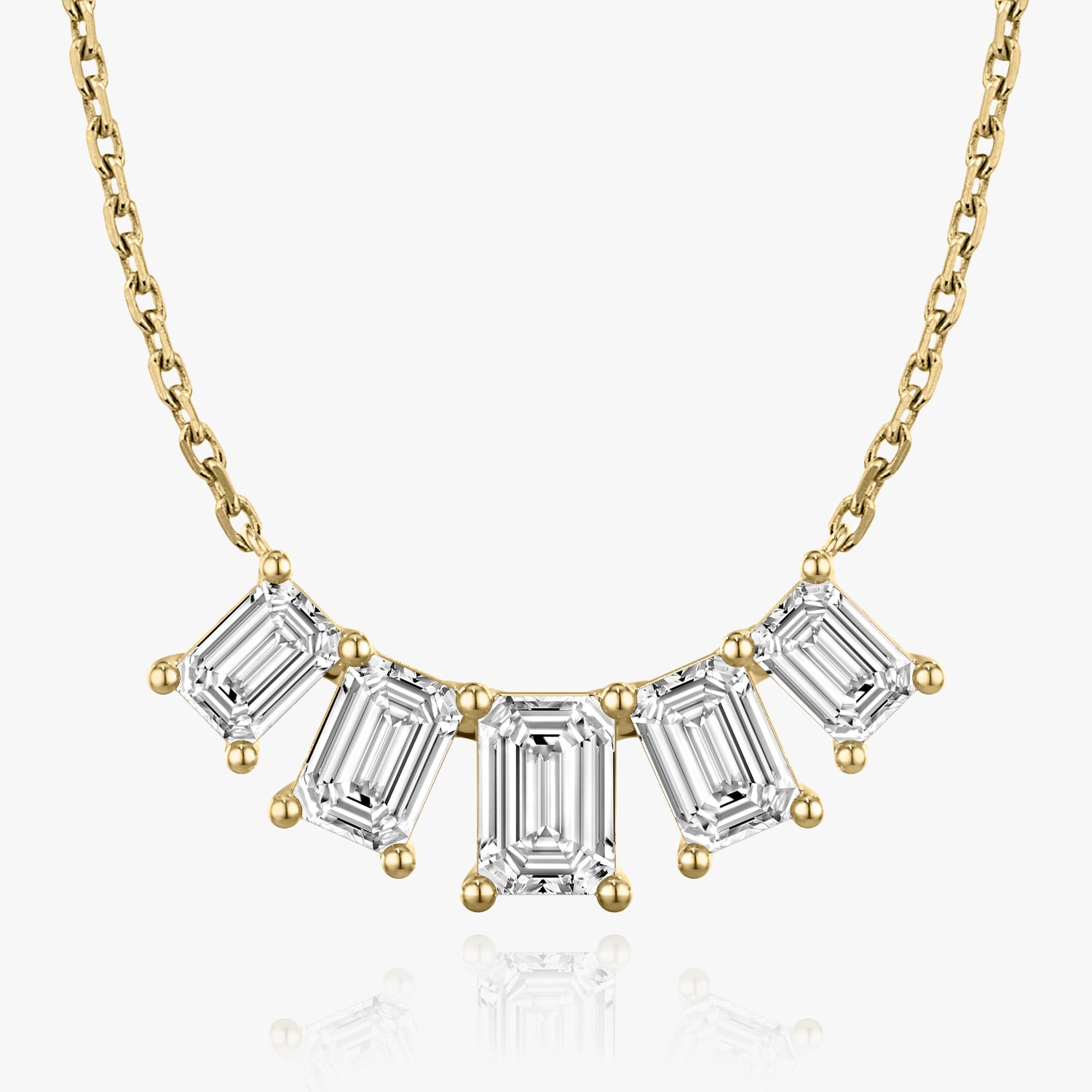 3.50 TCW Emerald Lab-Grown Diamond Five Stone Necklace 3