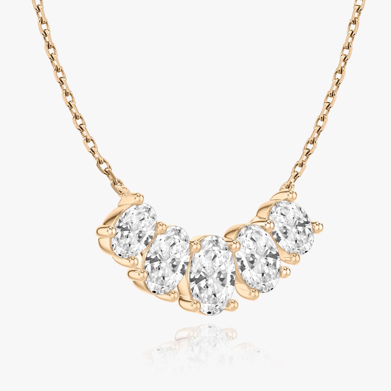 3.50 TCW Oval Lab-Grown Diamond Five Stone Necklace