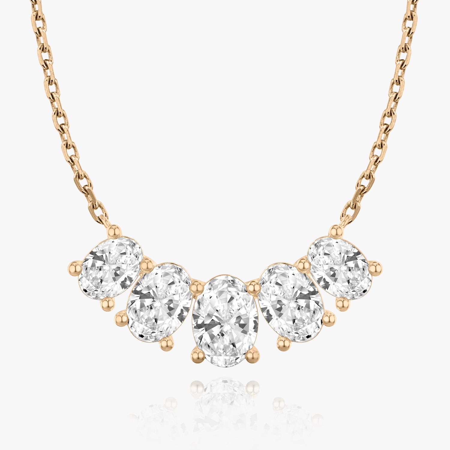 3.50 TCW Oval Lab-Grown Diamond Five Stone Necklace