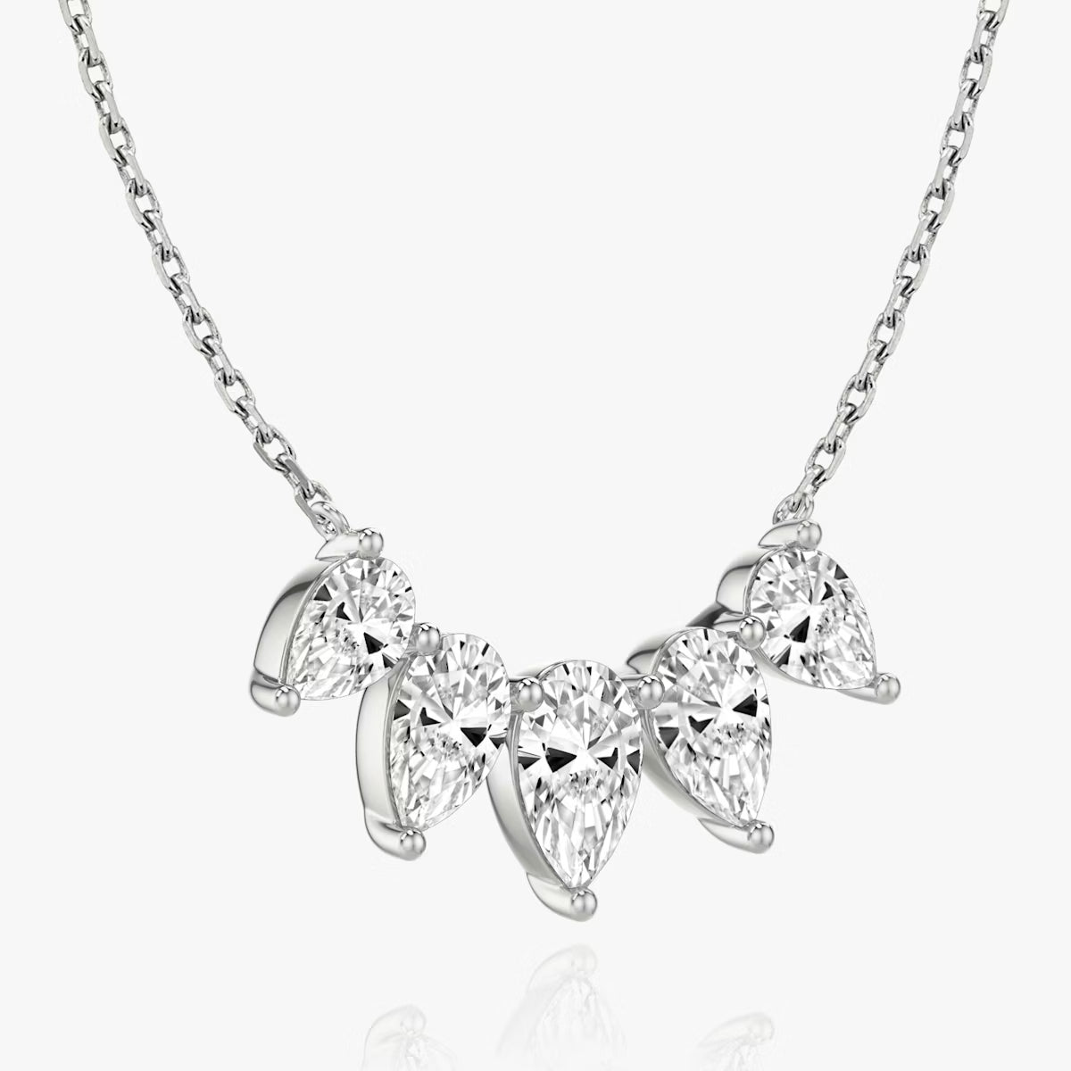 Five Stone- 3.5 CT Pear Moissanite Necklace