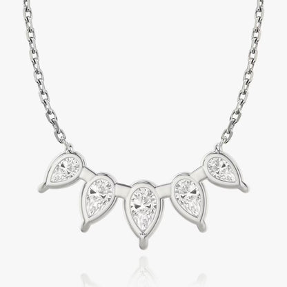 Five Stone- 3.5 CT Pear Moissanite Necklace
