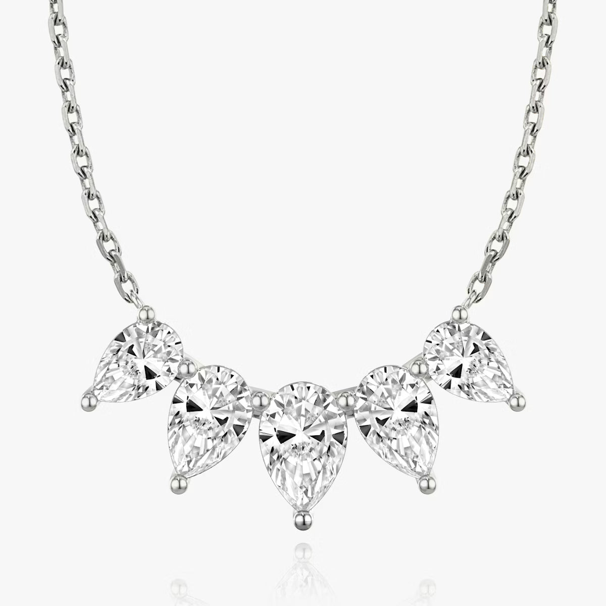 Five Stone- 3.5 CT Pear Moissanite Necklace