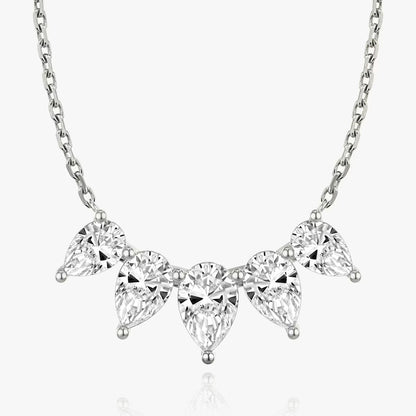 Five Stone- 3.5 CT Pear Moissanite Necklace