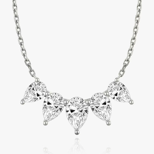 Five Stone- 3.5 CT Pear Moissanite Necklace