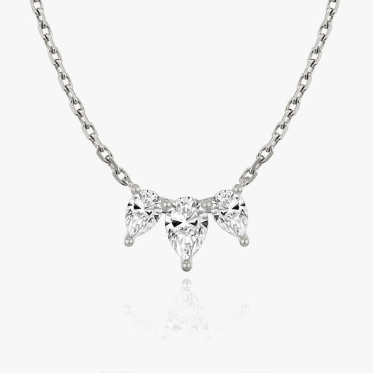 1.0 TCW Pear Lab-Grown Diamond Three Stone Necklace