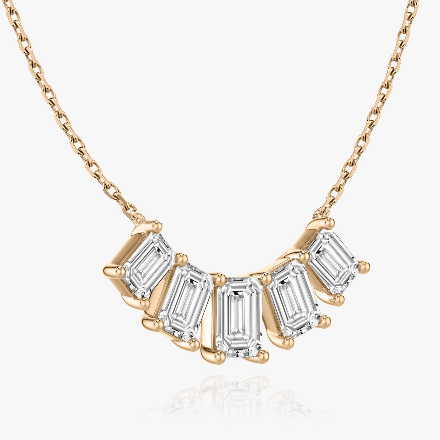 3.50 TCW Emerald Lab-Grown Diamond Five Stone Necklace 7