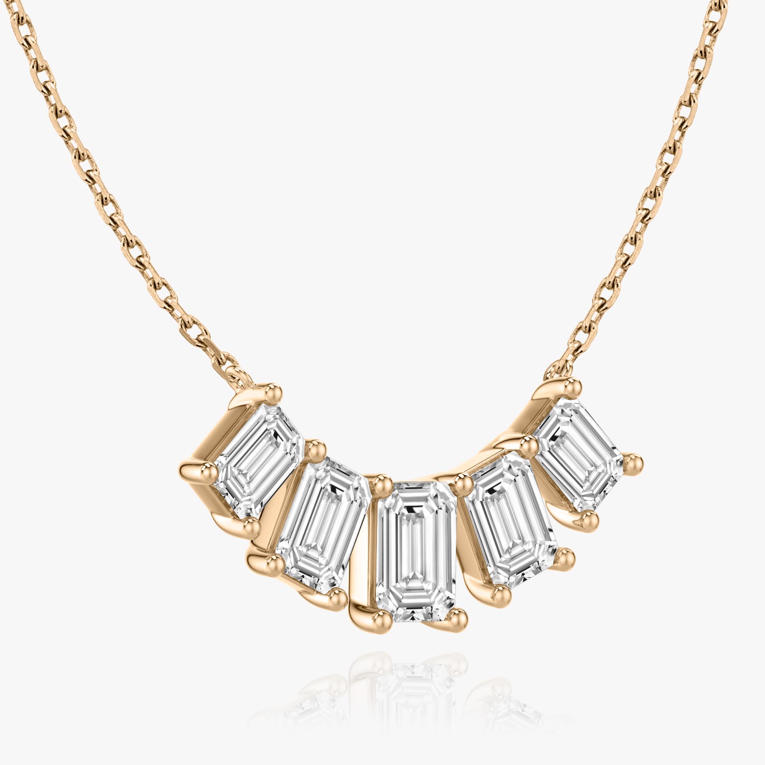 3.50 TCW Emerald Lab-Grown Diamond Five Stone Necklace 7