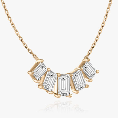 3.50 TCW Emerald Lab-Grown Diamond Five Stone Necklace 7