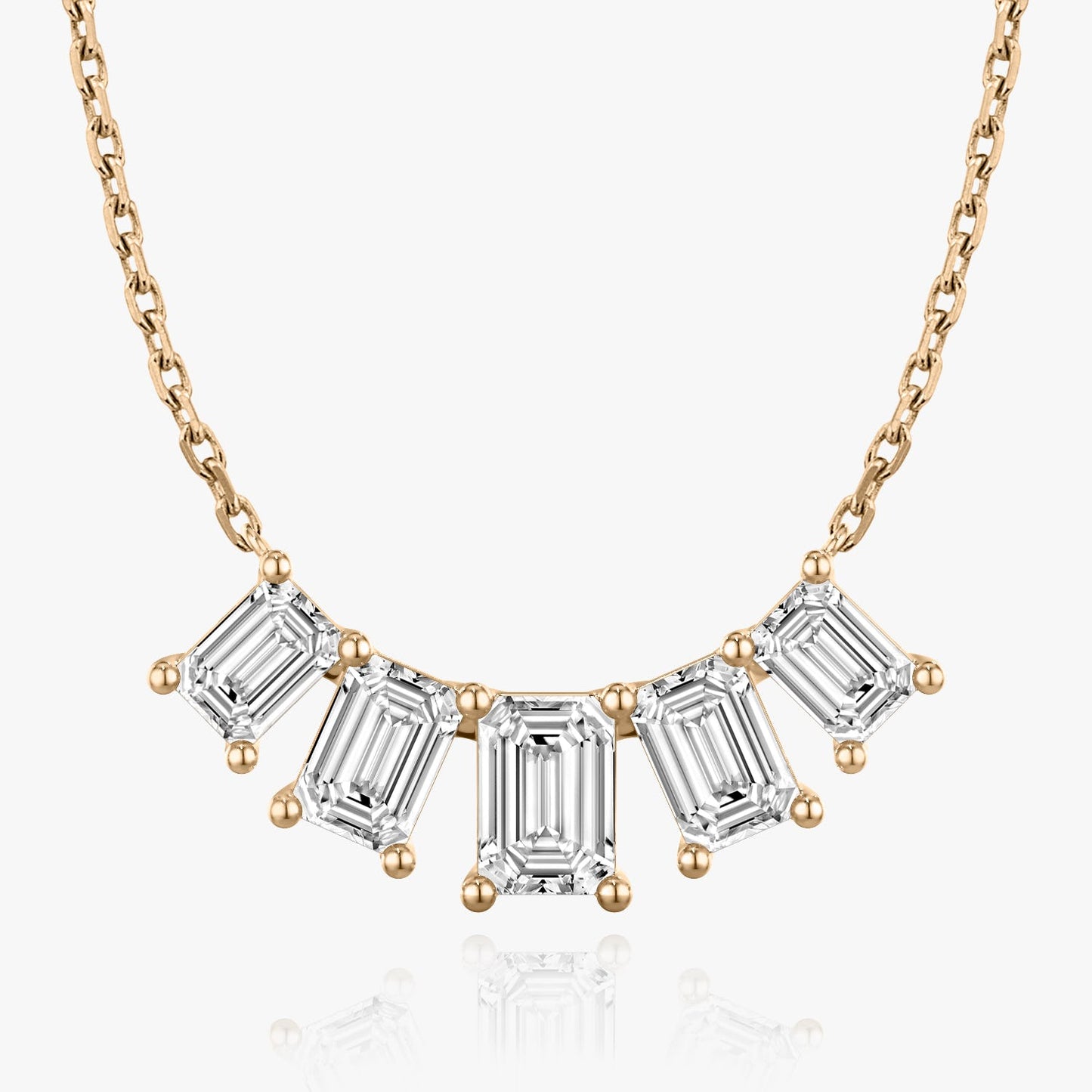3.50 TCW Emerald Lab-Grown Diamond Five Stone Necklace 6