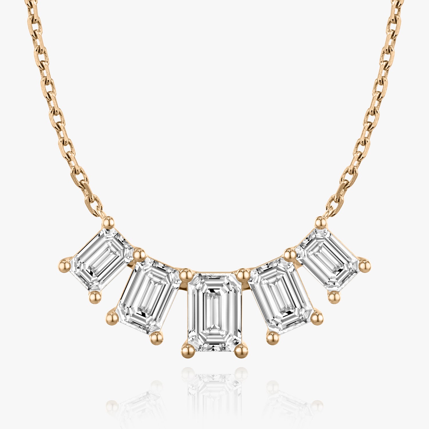 3.50 TCW Emerald Lab-Grown Diamond Five Stone Necklace 6