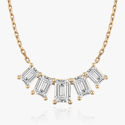 3.50 TCW Emerald Lab-Grown Diamond Five Stone Necklace 6