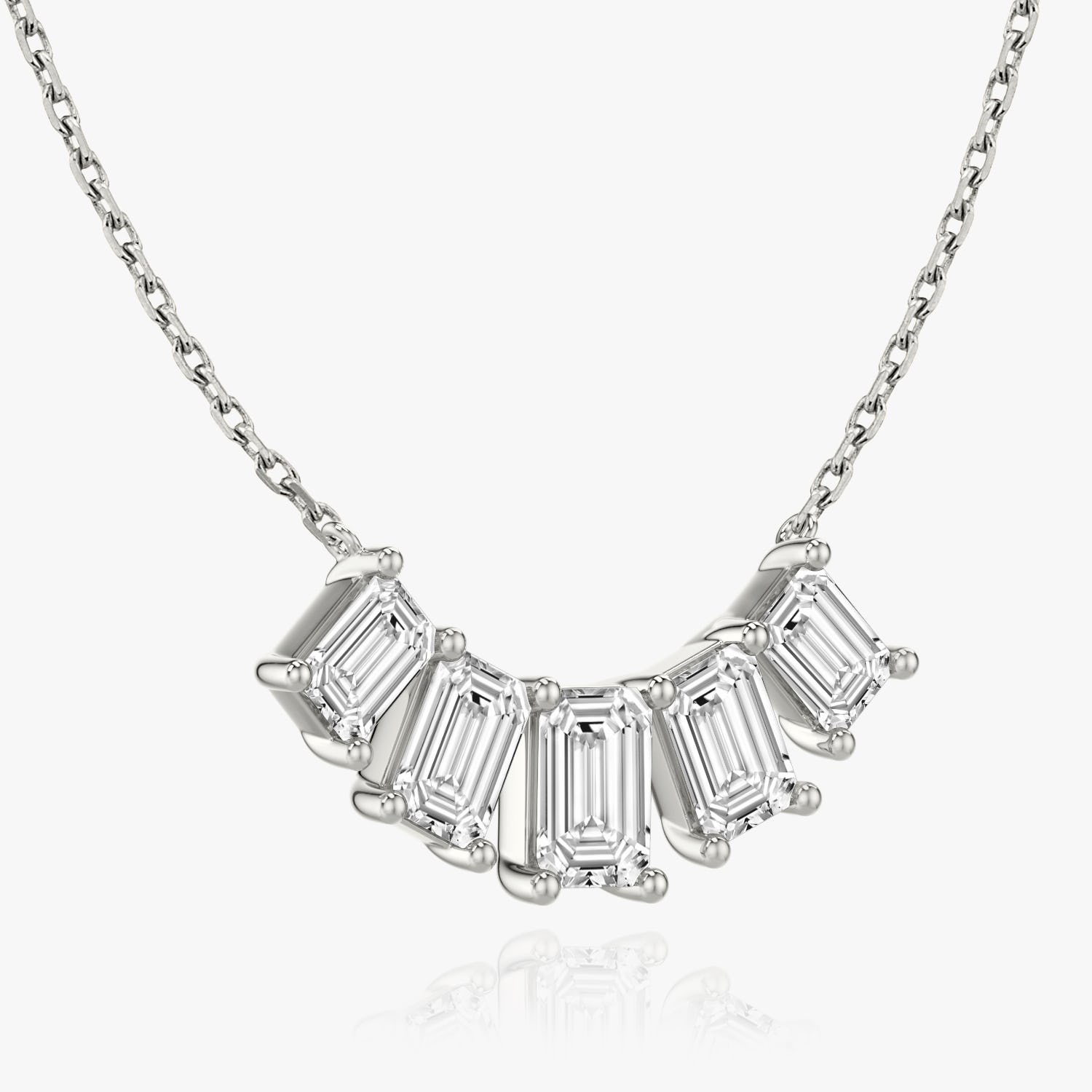 3.50 TCW Emerald Lab-Grown Diamond Five Stone Necklace 1
