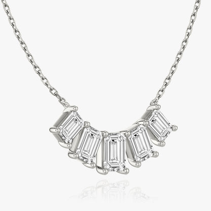 3.50 TCW Emerald Lab-Grown Diamond Five Stone Necklace 1