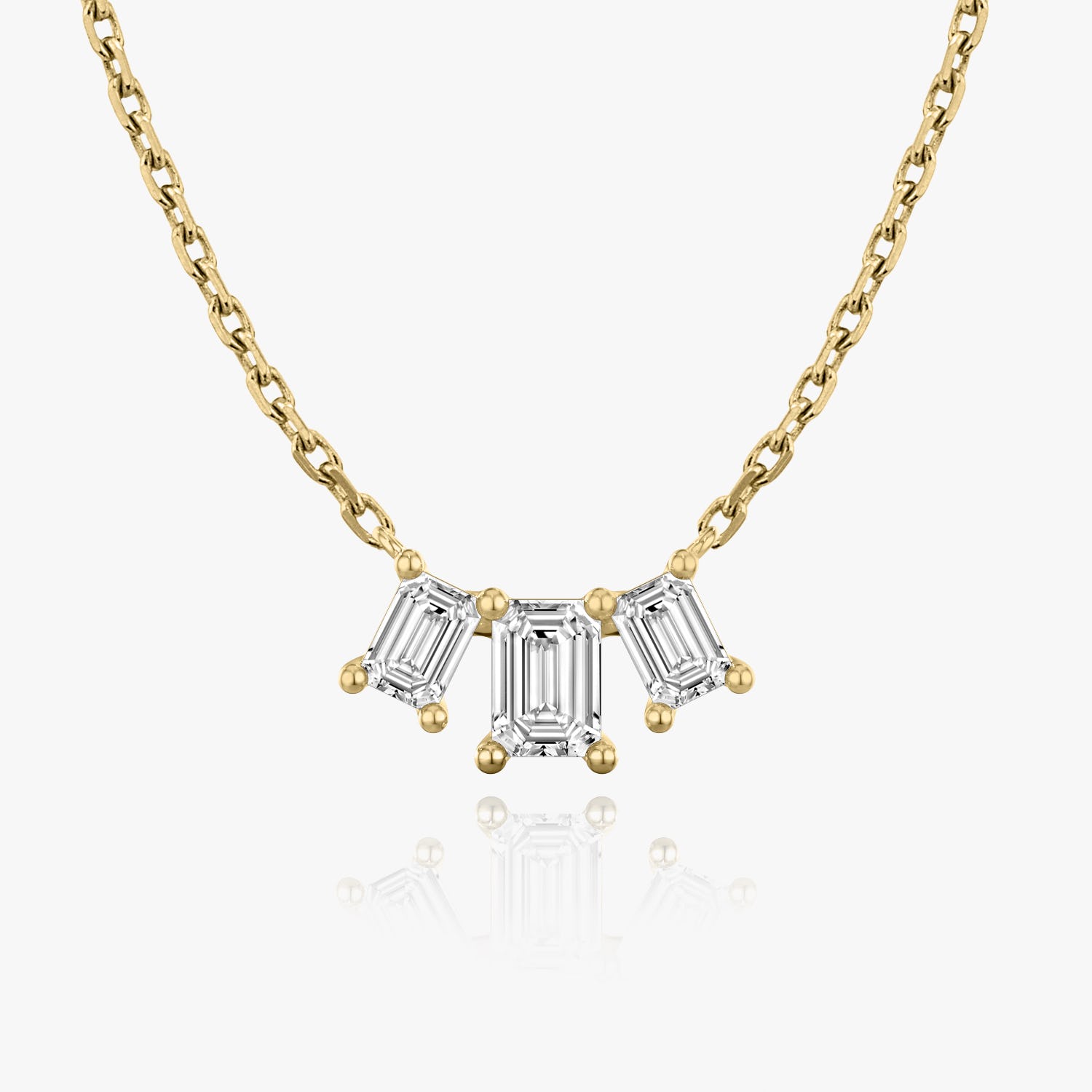 1.0 TCW Emerald Cut Lab-Grown Diamond Tri-Stone Necklace