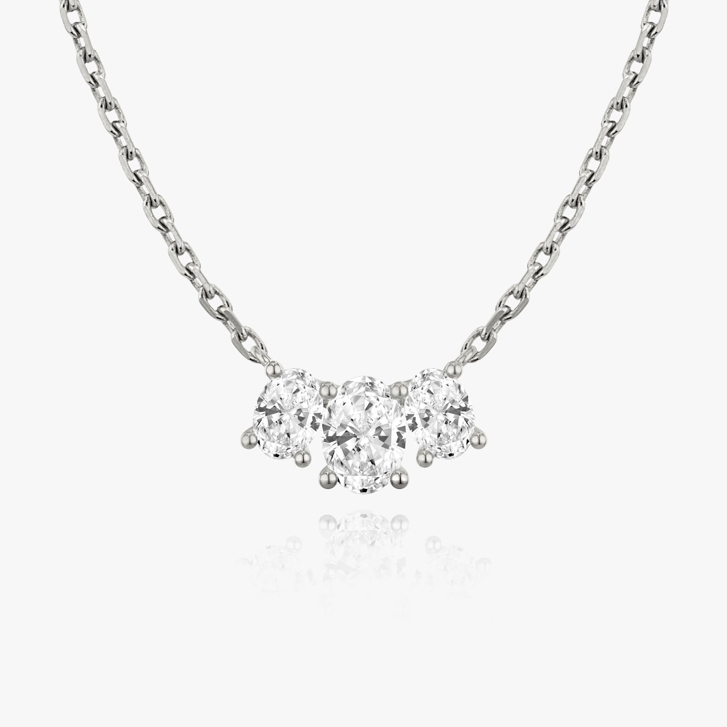 1.0 TCW Oval Lab-Grown Diamond Three Stone Necklace