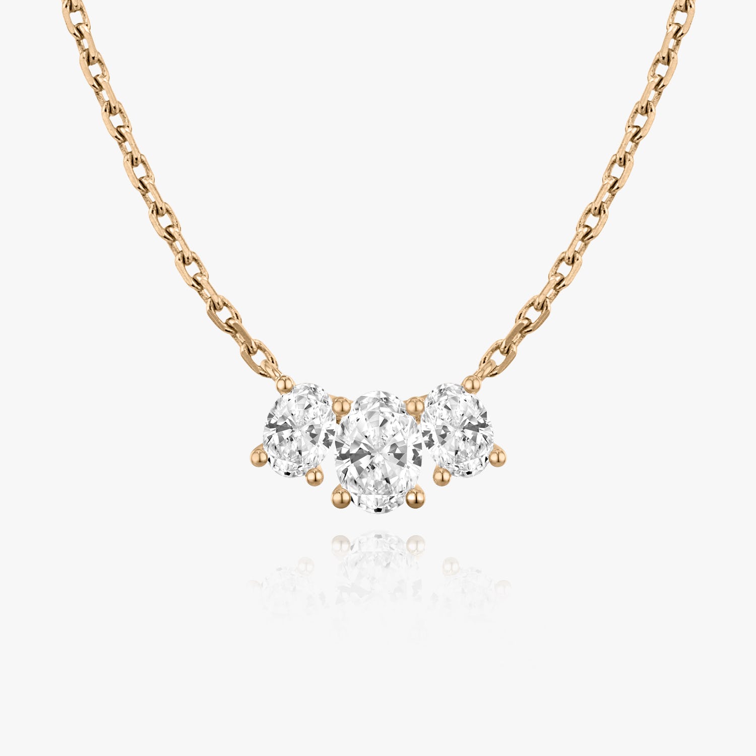 1.0 TCW Oval Lab-Grown Diamond Three Stone Necklace