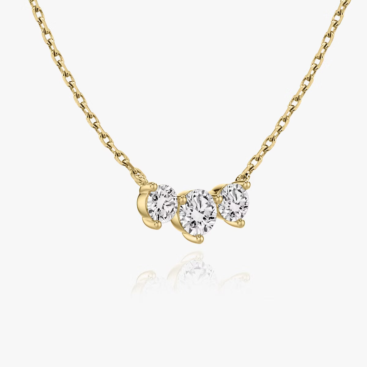 Three Stone- 1.0 CT Round Moissanite Necklace