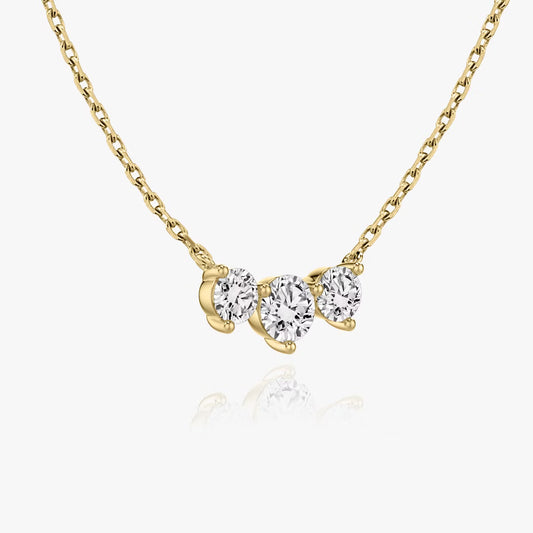 Three Stone- 1.0 CT Round Moissanite Necklace