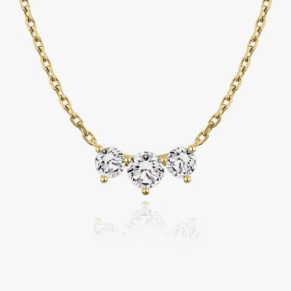 Three Stone- 1.0 CT Round Moissanite Necklace