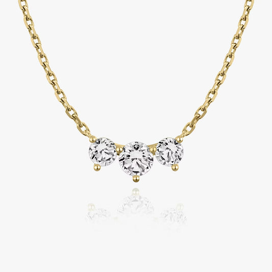Three Stone- 1.0 CT Round Moissanite Necklace