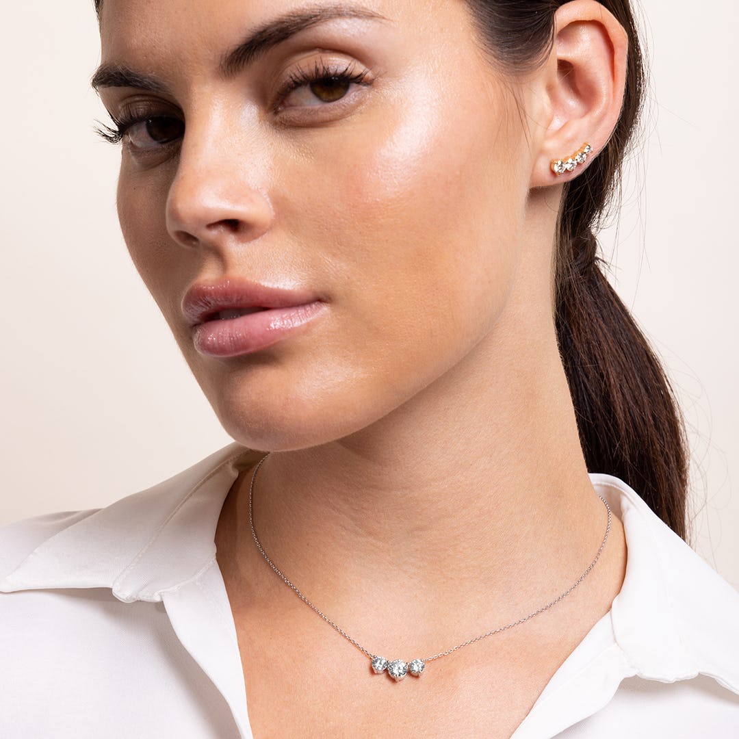 Dazzling 2.0 TCW Round Lab-Grown Diamond Triad Necklace 10