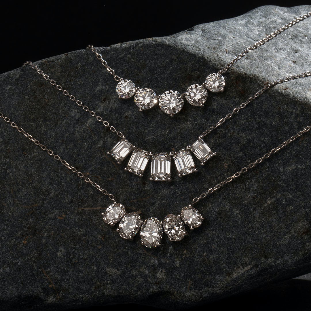 3.50 TCW Round Lab-Grown Diamond Five Stone Necklace