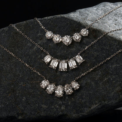 3.50 TCW Emerald Lab-Grown Diamond Five Stone Necklace 9