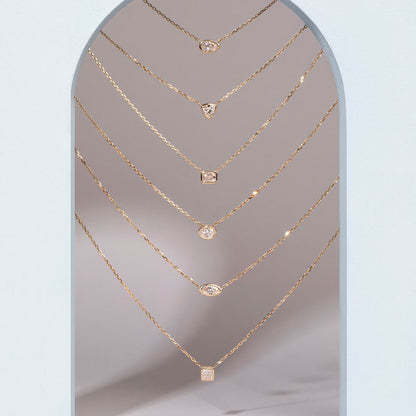 East West Solitaire Bezel- 0.25 CT Pear Moissanite Necklace