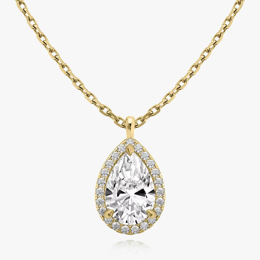 Halo- 1.0 CT Pear Moissanite Necklace