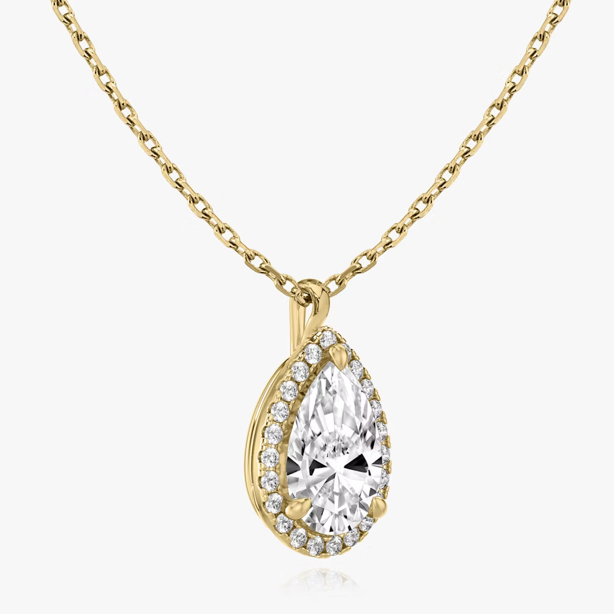 Halo- 1.0 CT Pear Moissanite Necklace