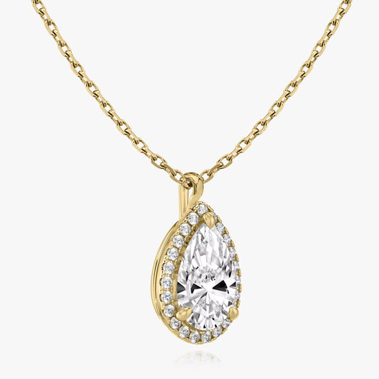 Halo- 1.0 CT Pear Moissanite Necklace