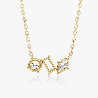Three Stone- 0.36 CT Marquise, Round & Baguette Moissanite Necklace