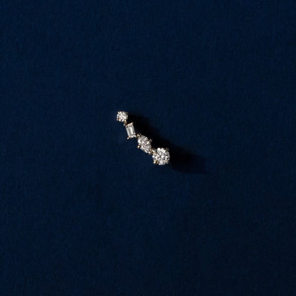 Cluster- 0.35 CT Round, Baguette & Marquise Moissanite Earrings