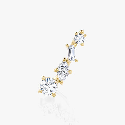 Cluster- 0.35 CT Round, Baguette & Marquise Moissanite Earrings