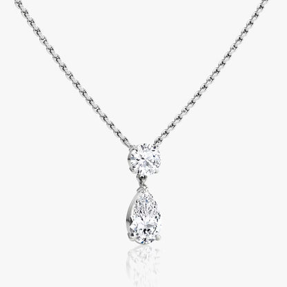 Two Stone- 1.0 CT Pear Moissanite Necklace