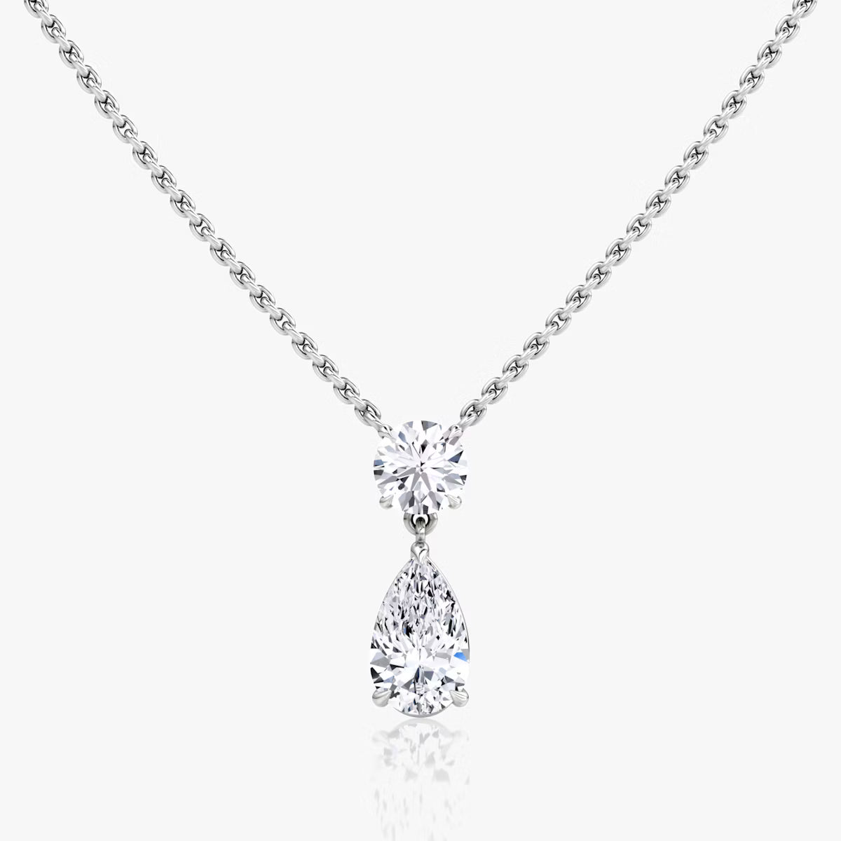Two Stone- 1.0 CT Pear Moissanite Necklace