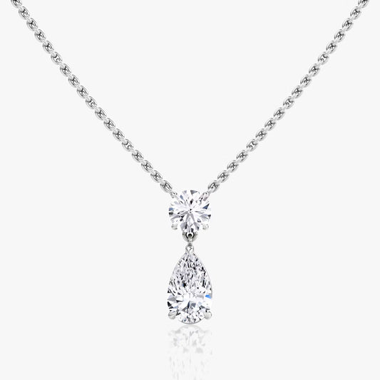 Two Stone- 1.0 CT Pear Moissanite Necklace