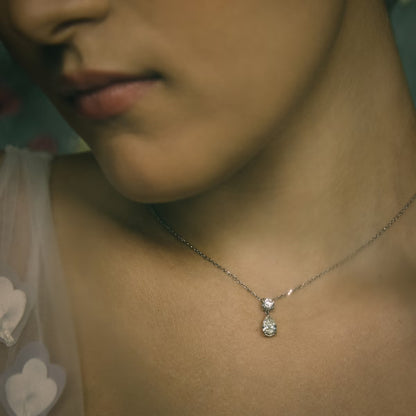 Two Stone- 1.0 CT Pear Moissanite Necklace