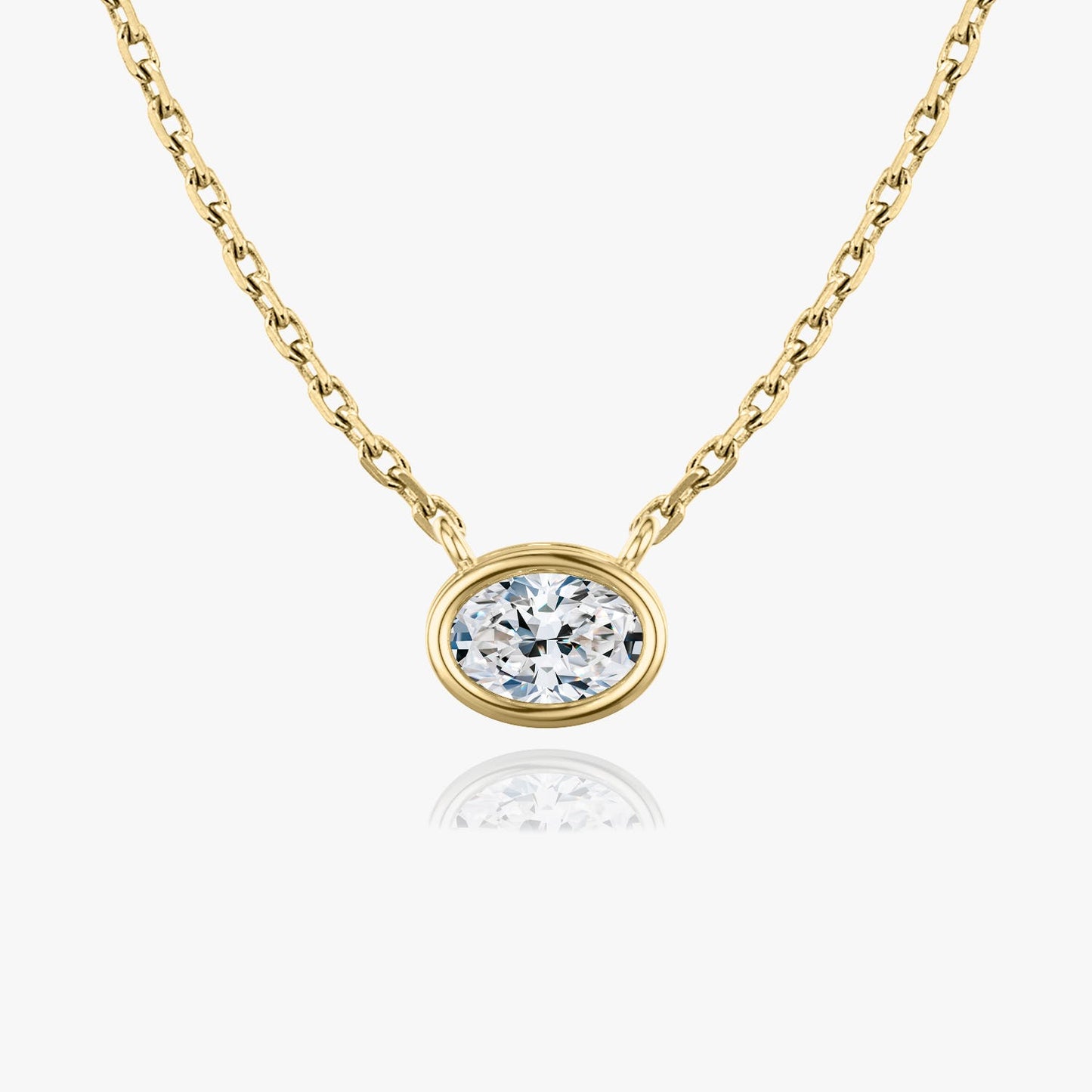 1.0 CT Oval Lab-Grown Diamond Gold Bezel Pendant Necklace 1