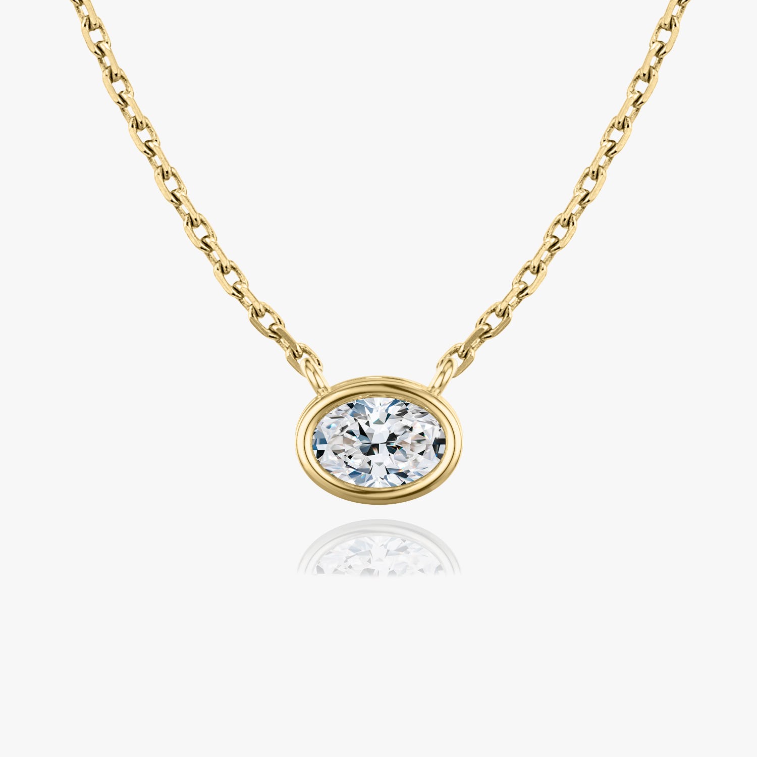 1.0 CT Oval Lab-Grown Diamond Gold Bezel Pendant Necklace 1