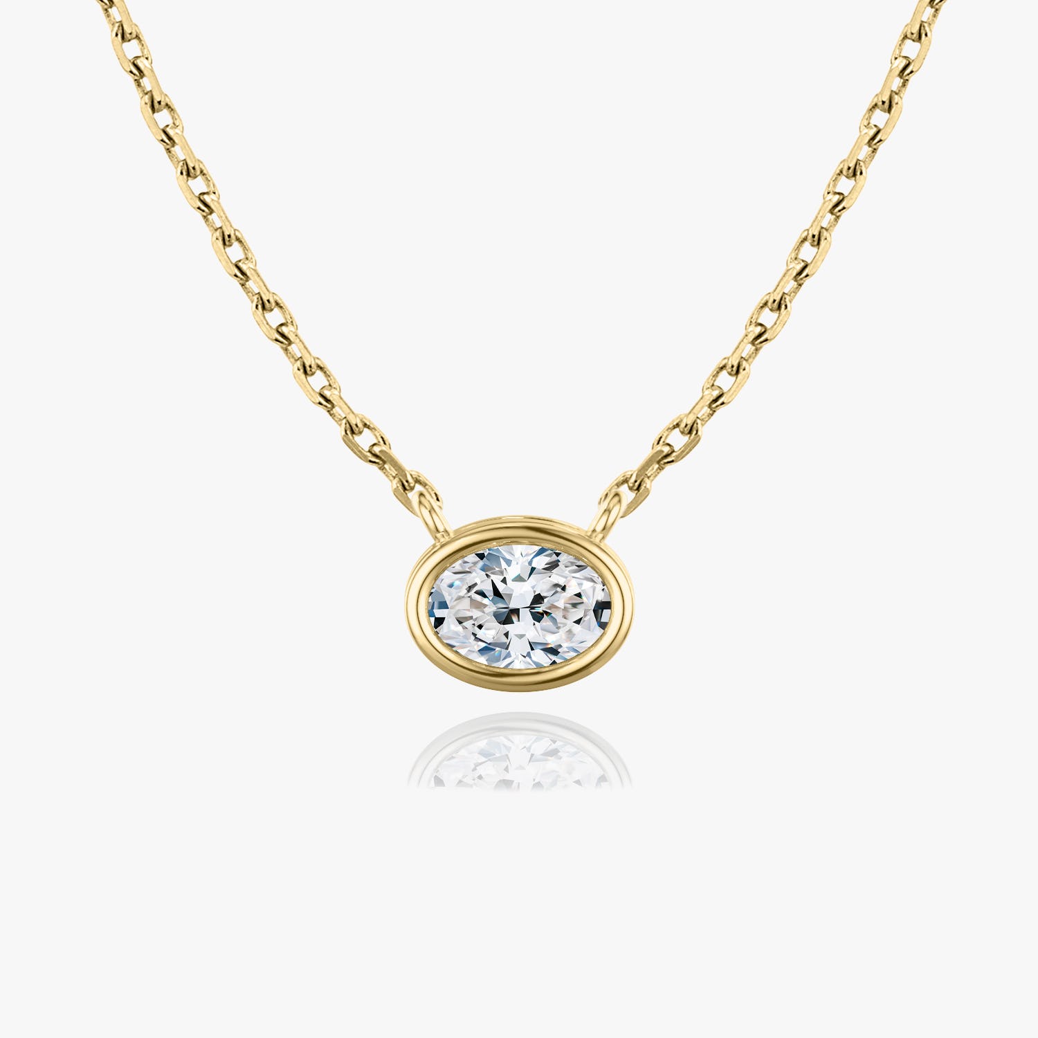 1.0 CT Oval Lab-Grown Diamond Gold Bezel Pendant Necklace