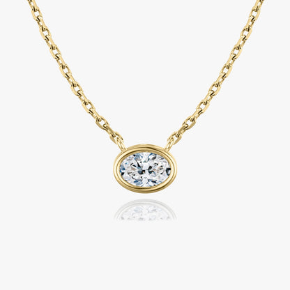 1.0 CT Oval Lab-Grown Diamond Gold Bezel Pendant Necklace 1