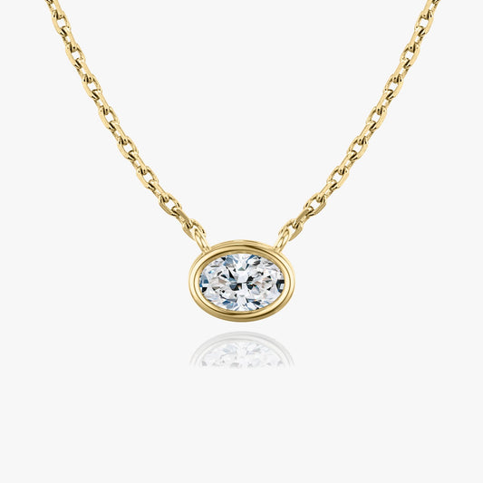 1.0 CT Oval Lab-Grown Diamond Gold Bezel Pendant Necklace