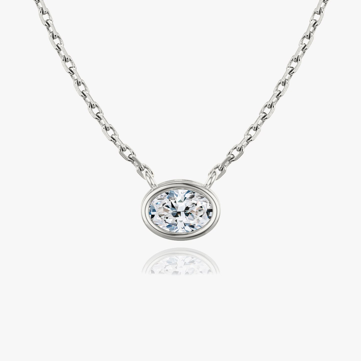 1.0 CT Oval Lab-Grown Diamond Gold Bezel Pendant Necklace 3